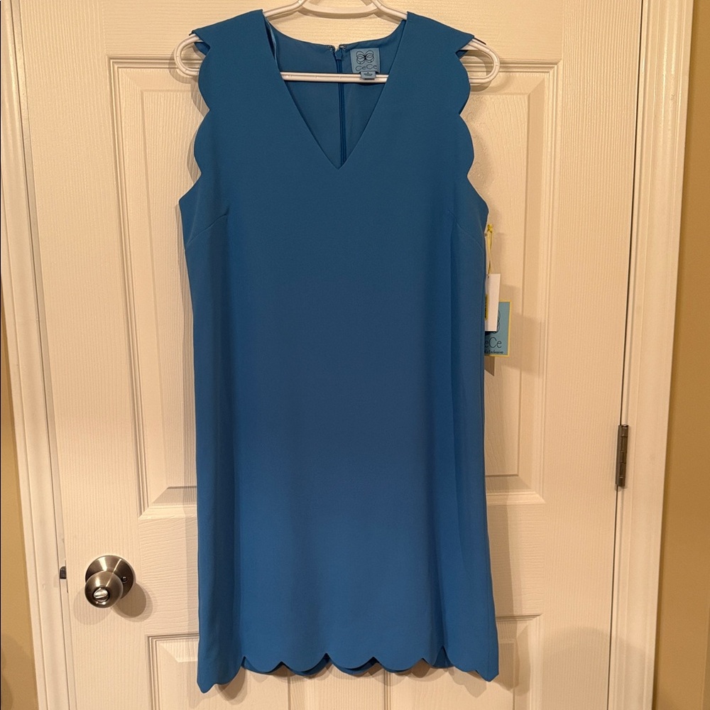 CeCe Blue Scalloped Mini Dress
